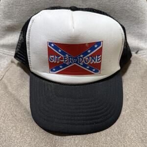 Vintage Git-Er-Done Trucker Hat Novelty Graphic Snapback Nissin Cap Men’s